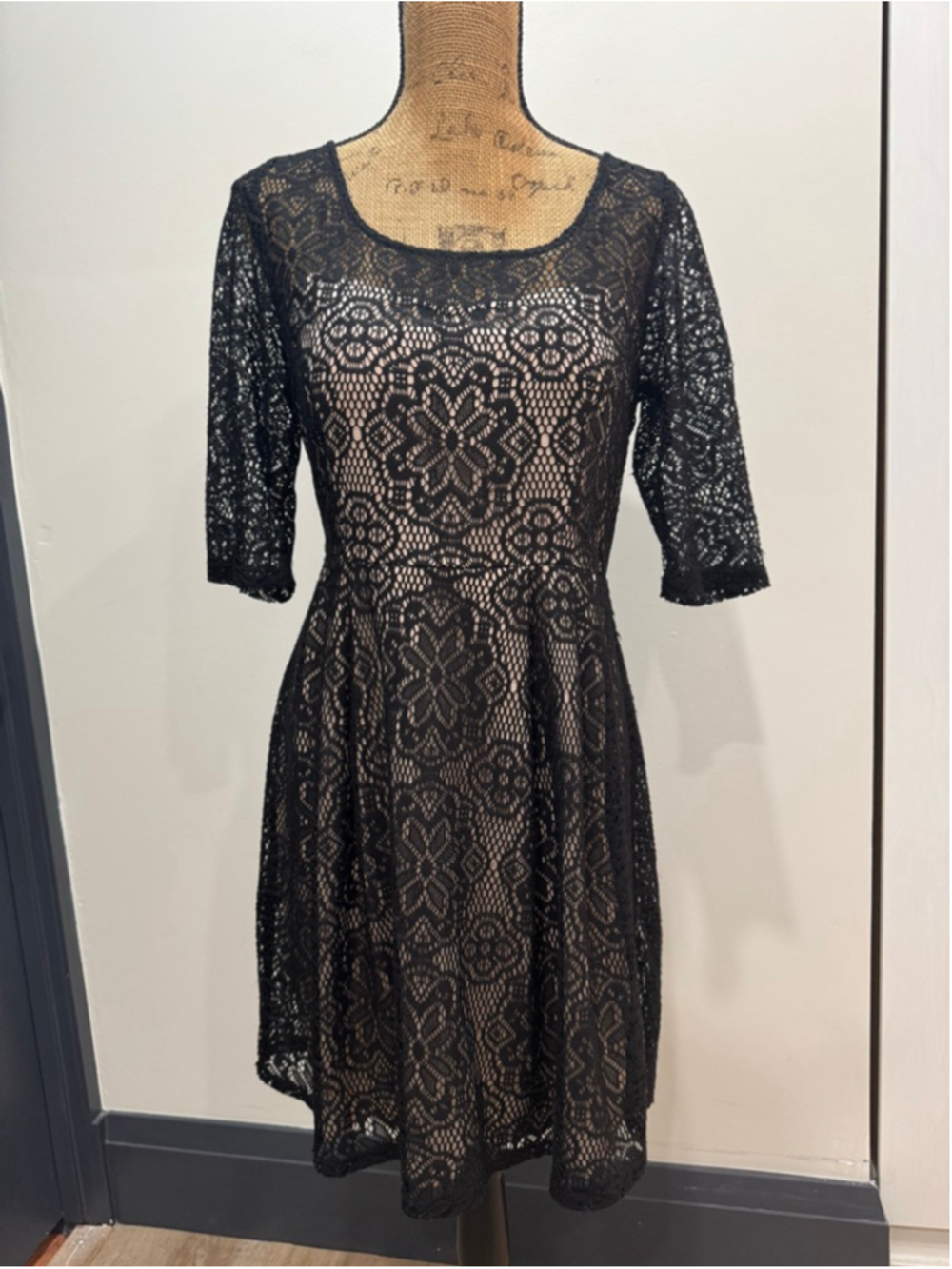 Vintage Betsey Johnson Black Sheer Lace Mini Dress 12 Party Cocktail Goingout
